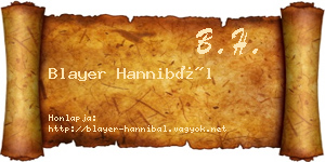 Blayer Hannibál névjegykártya